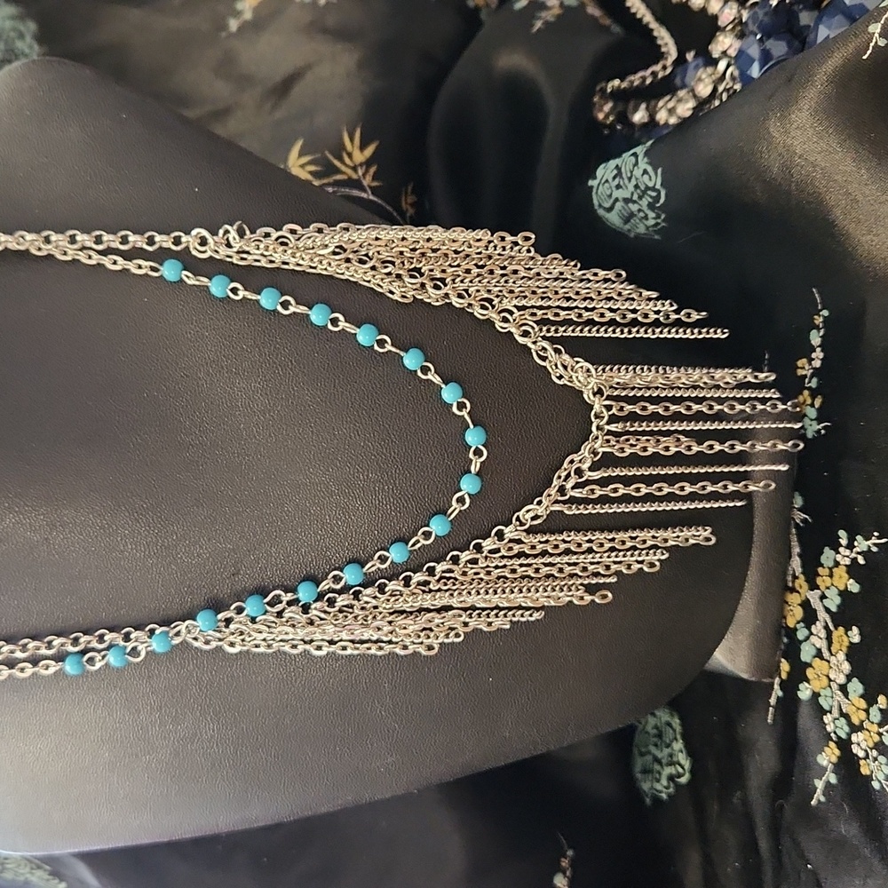 Paparazzi Fierce In Fringe Necklace Blue